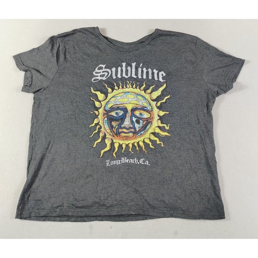 Sublime Shirt Mens XL/2XL Gray Sun Logo Long Beach CA Band Graphic Tee Rocker
